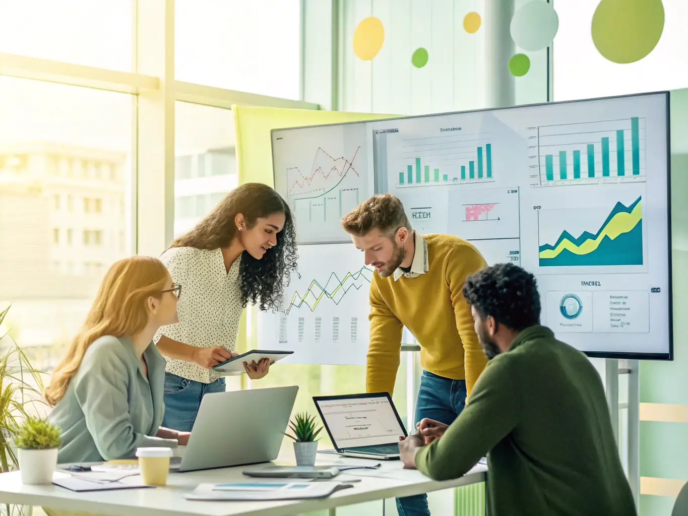 A project management office setup with visual dashboards displaying key performance indicators and project timelines, emphasizing governance and oversight.