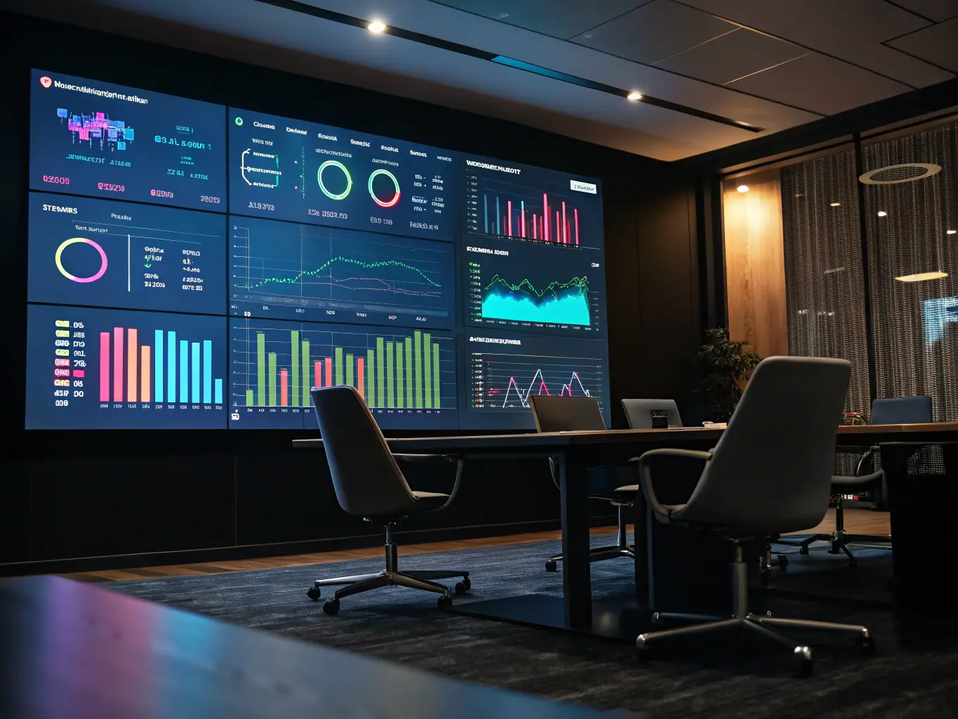 A digital dashboard displaying key performance indicators (KPIs) and objectives and key results (OKRs), illustrating data-driven performance management.